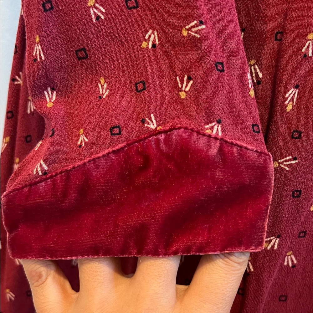 Free People Burgundy Velvet Dress with Gold Accents - Picture 3 of 9
